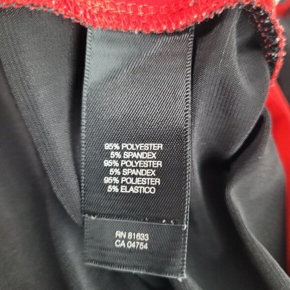 Kenneth Cole Womens large red black Color block blouse sleeveless ruched zip - Picture 6 of 9